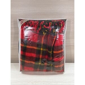 Faribo Pak A Robe Vintage Wool Blanket Size 56x53" Red Plaid‎ Throw Stadium Car